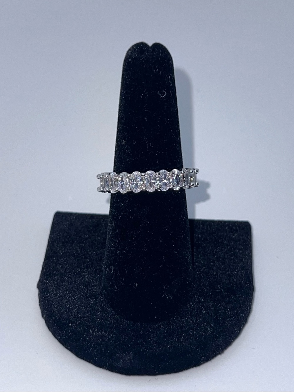 Silver Crystal Eternity Band - Clear CZ Accent Ring